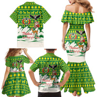 Bolivia Christmas Family Matching Mermaid Dress and Hawaiian Shirt with Santa Claus Andean Deer Condor and Traditional Pattern Design - Wonder Print Shop