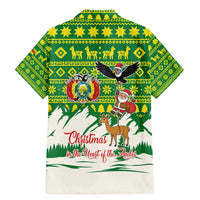 Bolivia Christmas Family Matching Mermaid Dress and Hawaiian Shirt with Santa Claus Andean Deer Condor and Traditional Pattern Design - Wonder Print Shop