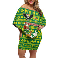 Bolivia Christmas Family Matching Off Shoulder Short Dress and Hawaiian Shirt with Santa Claus Andean Deer Condor and Traditional Pattern Design - Wonder Print Shop