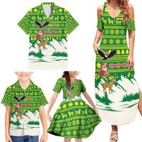 Bolivia Christmas Family Matching Summer Maxi Dress and Hawaiian Shirt with Santa Claus Andean Deer Condor and Traditional Pattern Design - Wonder Print Shop