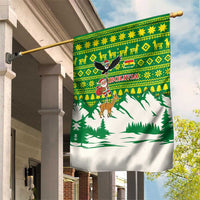 Bolivia Christmas Garden Flag with Santa Claus Andean Deer Condor and Traditional Pattern Design - Wonder Print Shop