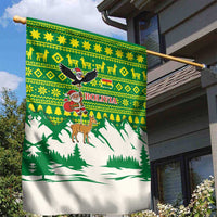 Bolivia Christmas Garden Flag with Santa Claus Andean Deer Condor and Traditional Pattern Design - Wonder Print Shop