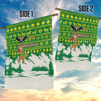 Bolivia Christmas Garden Flag with Santa Claus Andean Deer Condor and Traditional Pattern Design - Wonder Print Shop