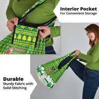 Bolivia Christmas Grocery Bag with Santa Claus Andean Deer Condor and Traditional Pattern Design - Wonder Print Shop