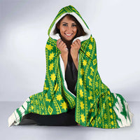 Bolivia Christmas Hooded Blanket with Santa Claus Andean Deer Condor and Traditional Pattern Design - Wonder Print Shop