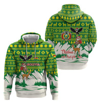 Bolivia Christmas Hoodie with Santa Claus Andean Deer Condor and Traditional Pattern Design - Wonder Print Shop