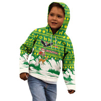 Bolivia Christmas Kid Hoodie with Santa Claus Andean Deer Condor and Traditional Pattern Design - Wonder Print Shop