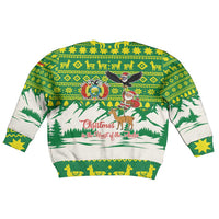 Bolivia Christmas Kid Ugly Christmas Sweater with Santa Claus Andean Deer Condor and Traditional Pattern Design - Wonder Print Shop