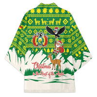 Bolivia Christmas Kimono with Santa Claus Andean Deer Condor and Traditional Pattern Design - Wonder Print Shop