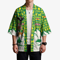 Bolivia Christmas Kimono with Santa Claus Andean Deer Condor and Traditional Pattern Design - Wonder Print Shop