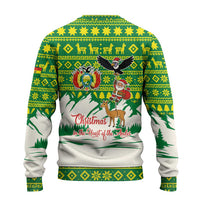 Bolivia Christmas Ugly Christmas Sweater with Santa Claus Andean Deer Condor and Traditional Pattern Design - Wonder Print Shop