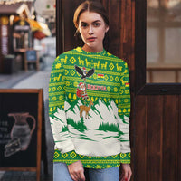Bolivia Christmas Ugly Christmas Sweater with Santa Claus Andean Deer Condor and Traditional Pattern Design - Wonder Print Shop