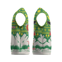 Bolivia Christmas Knitted V-Neck Vest with Santa Claus Andean Deer Condor and Traditional Pattern Design - Wonder Print Shop