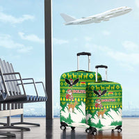 Bolivia Christmas Luggage Cover with Santa Claus Andean Deer Condor and Traditional Pattern Design - Wonder Print Shop