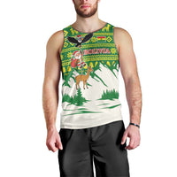 Bolivia Christmas Men Tank Top with Santa Claus Andean Deer Condor and Traditional Pattern Design - Wonder Print Shop