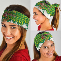 Bolivia Christmas Neck Gaiter with Santa Claus Andean Deer Condor and Traditional Pattern Design - Wonder Print Shop