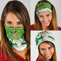 Bolivia Christmas Neck Gaiter with Santa Claus Andean Deer Condor and Traditional Pattern Design - Wonder Print Shop