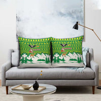 Bolivia Christmas Pillow Cover with Santa Claus Andean Deer Condor and Traditional Pattern Design - Wonder Print Shop