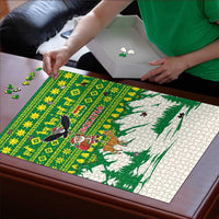 Bolivia Christmas Puzzle with Santa Claus Andean Deer Condor and Traditional Pattern Design - Wonder Print Shop