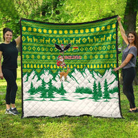 Bolivia Christmas Quilt with Santa Claus Andean Deer Condor and Traditional Pattern Design - Wonder Print Shop