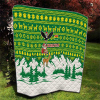 Bolivia Christmas Quilt with Santa Claus Andean Deer Condor and Traditional Pattern Design - Wonder Print Shop
