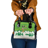 Bolivia Christmas Shoulder Handbag with Santa Claus Andean Deer Condor and Traditional Pattern Design - Wonder Print Shop