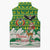 Bolivia Christmas Sleeveless Puffer Jacket with Santa Claus Andean Deer Condor and Traditional Pattern Design - Wonder Print Shop