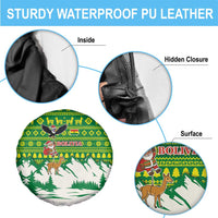 Bolivia Christmas Spare Tire Cover with Santa Claus Andean Deer Condor and Traditional Pattern Design - Wonder Print Shop