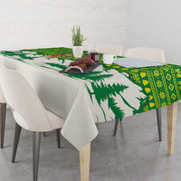 Bolivia Christmas Tablecloth with Santa Claus Andean Deer Condor and Traditional Pattern Design - Wonder Print Shop