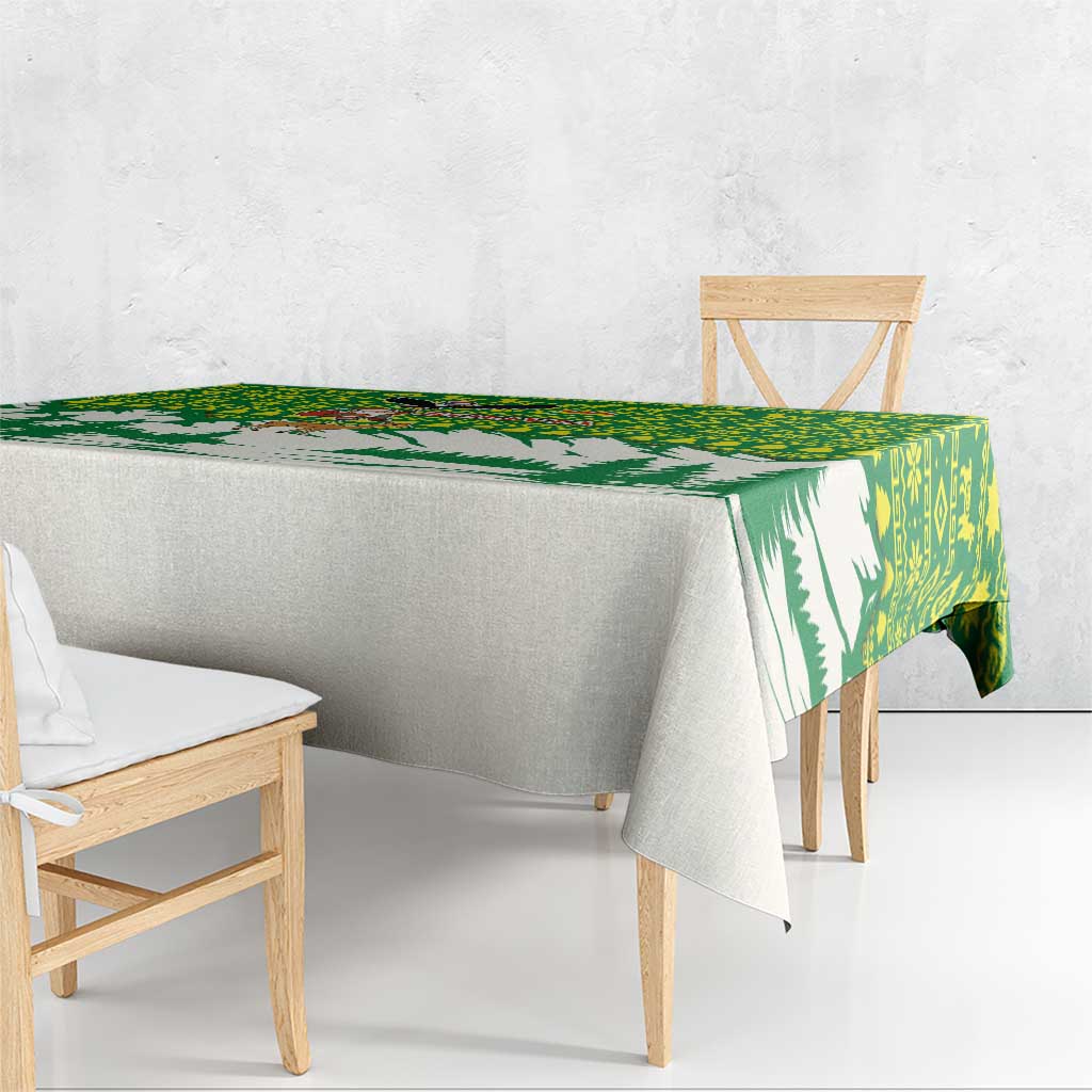 Bolivia Christmas Tablecloth with Santa Claus Andean Deer Condor and Traditional Pattern Design - Wonder Print Shop