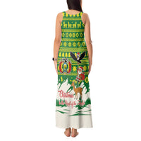 Bolivia Christmas Tank Maxi Dress with Santa Claus Andean Deer Condor and Traditional Pattern Design - Wonder Print Shop