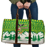 Bolivia Christmas Travel Bag with Santa Claus Andean Deer Condor and Traditional Pattern Design - Wonder Print Shop