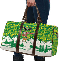 Bolivia Christmas Travel Bag with Santa Claus Andean Deer Condor and Traditional Pattern Design - Wonder Print Shop