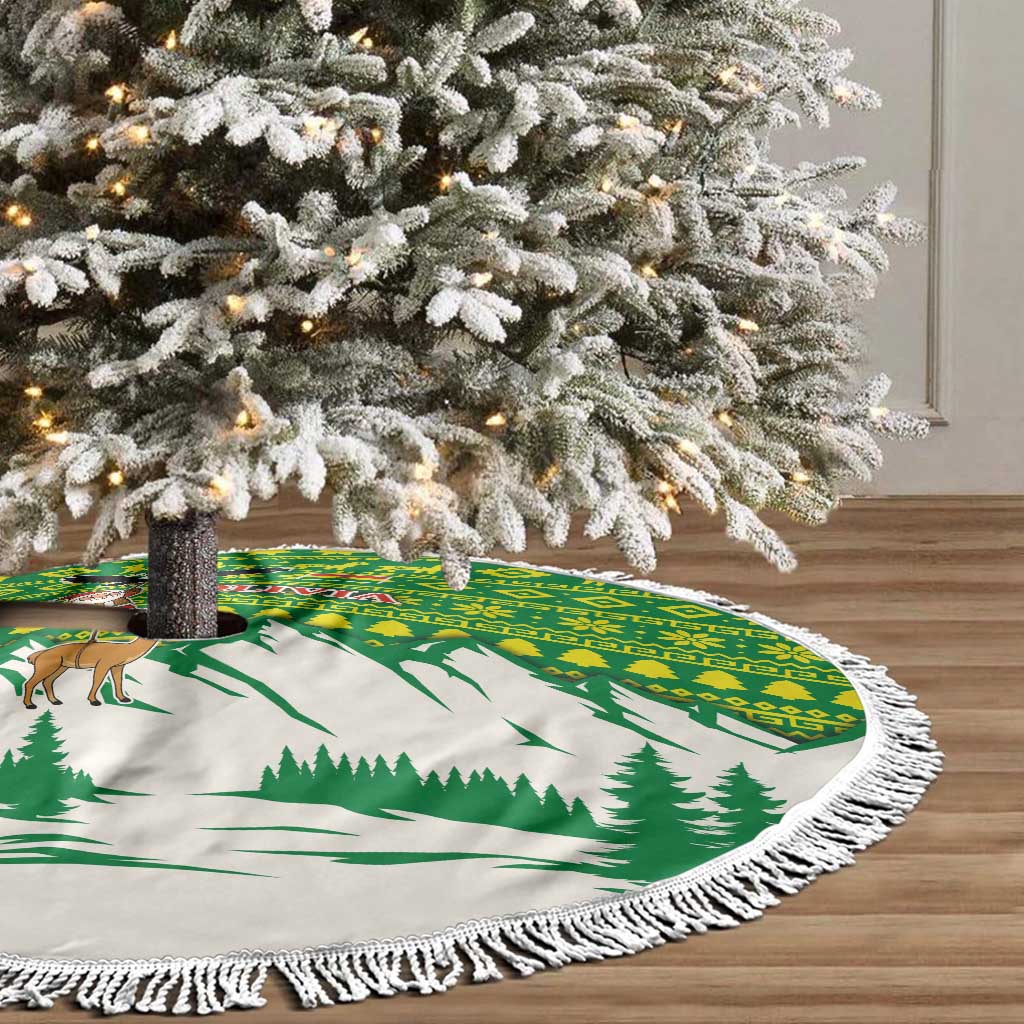 Bolivia Christmas Tree Skirt with Santa Claus Andean Deer Condor and Traditional Pattern Design - Wonder Print Shop