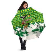 Bolivia Christmas Umbrella with Santa Claus Andean Deer Condor and Traditional Pattern Design - Wonder Print Shop