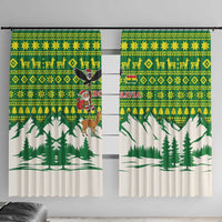 Bolivia Christmas Window Curtain with Santa Claus Andean Deer Condor and Traditional Pattern Design - Wonder Print Shop