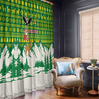 Bolivia Christmas Window Curtain with Santa Claus Andean Deer Condor and Traditional Pattern Design - Wonder Print Shop