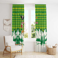 Bolivia Christmas Window Curtain with Santa Claus Andean Deer Condor and Traditional Pattern Design - Wonder Print Shop