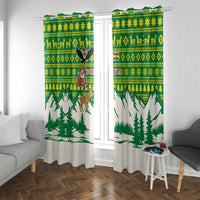 Bolivia Christmas Window Curtain with Santa Claus Andean Deer Condor and Traditional Pattern Design - Wonder Print Shop