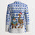Uruguay Christmas Blazer with Santa Claus Rhea Bird Holiday Lights and Blue Geometric Pattern - Wonder Print Shop