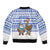 Uruguay Christmas Bomber Jacket with Santa Claus Rhea Bird Holiday Lights and Blue Geometric Pattern - Wonder Print Shop
