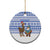 Uruguay Christmas Ceramic Ornament with Santa Claus Rhea Bird Holiday Lights and Blue Geometric Pattern - Wonder Print Shop
