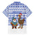 Uruguay Christmas Family Matching Mermaid Dress and Hawaiian Shirt with Santa Claus Rhea Bird Holiday Lights and Blue Geometric Pattern - Wonder Print Shop