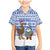Uruguay Christmas Family Matching Mermaid Dress and Hawaiian Shirt with Santa Claus Rhea Bird Holiday Lights and Blue Geometric Pattern - Wonder Print Shop
