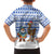Uruguay Christmas Family Matching Off Shoulder Maxi Dress and Hawaiian Shirt with Santa Claus Rhea Bird Holiday Lights and Blue Geometric Pattern - Wonder Print Shop