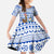 Uruguay Christmas Family Matching Tank Maxi Dress and Hawaiian Shirt with Santa Claus Rhea Bird Holiday Lights and Blue Geometric Pattern - Wonder Print Shop