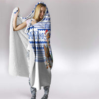 Uruguay Christmas Hooded Blanket with Santa Claus Rhea Bird Holiday Lights and Blue Geometric Pattern - Wonder Print Shop