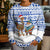 Uruguay Christmas Kid Ugly Christmas Sweater with Santa Claus Rhea Bird Holiday Lights and Blue Geometric Pattern - Wonder Print Shop