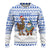 Uruguay Christmas Ugly Christmas Sweater with Santa Claus Rhea Bird Holiday Lights and Blue Geometric Pattern - Wonder Print Shop