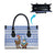 Uruguay Christmas Leather Bag with Santa Claus Rhea Bird Holiday Lights and Blue Geometric Pattern - Wonder Print Shop